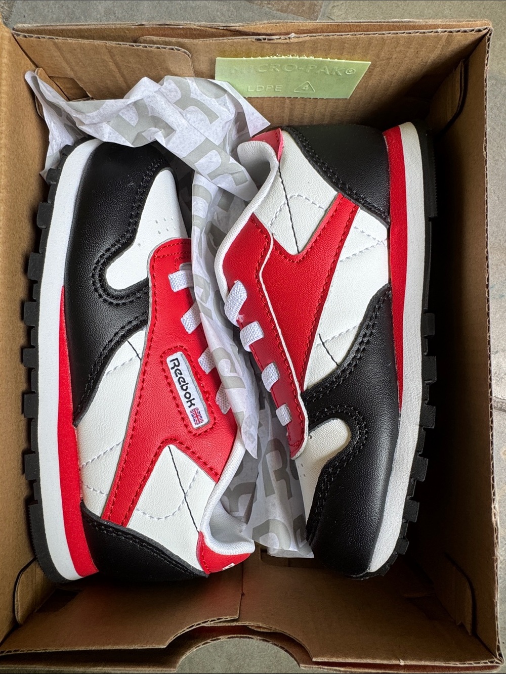 Reebok Kids Red, Black & White Retro Runner Sneakers